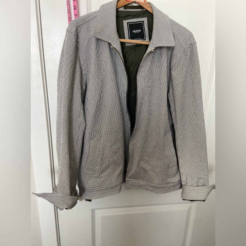 Todd Snyder navy and white seersucker jacket size xl